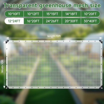 16Mil Greenhouse Cover, 14x18 FT Clear Heavy Duty Greenhouse Tarp, UV Resistant Waterproof Green House Plastic Covering with Grommets for Garden, Farms, Nursery (Cover-GRH-12X24FT)
