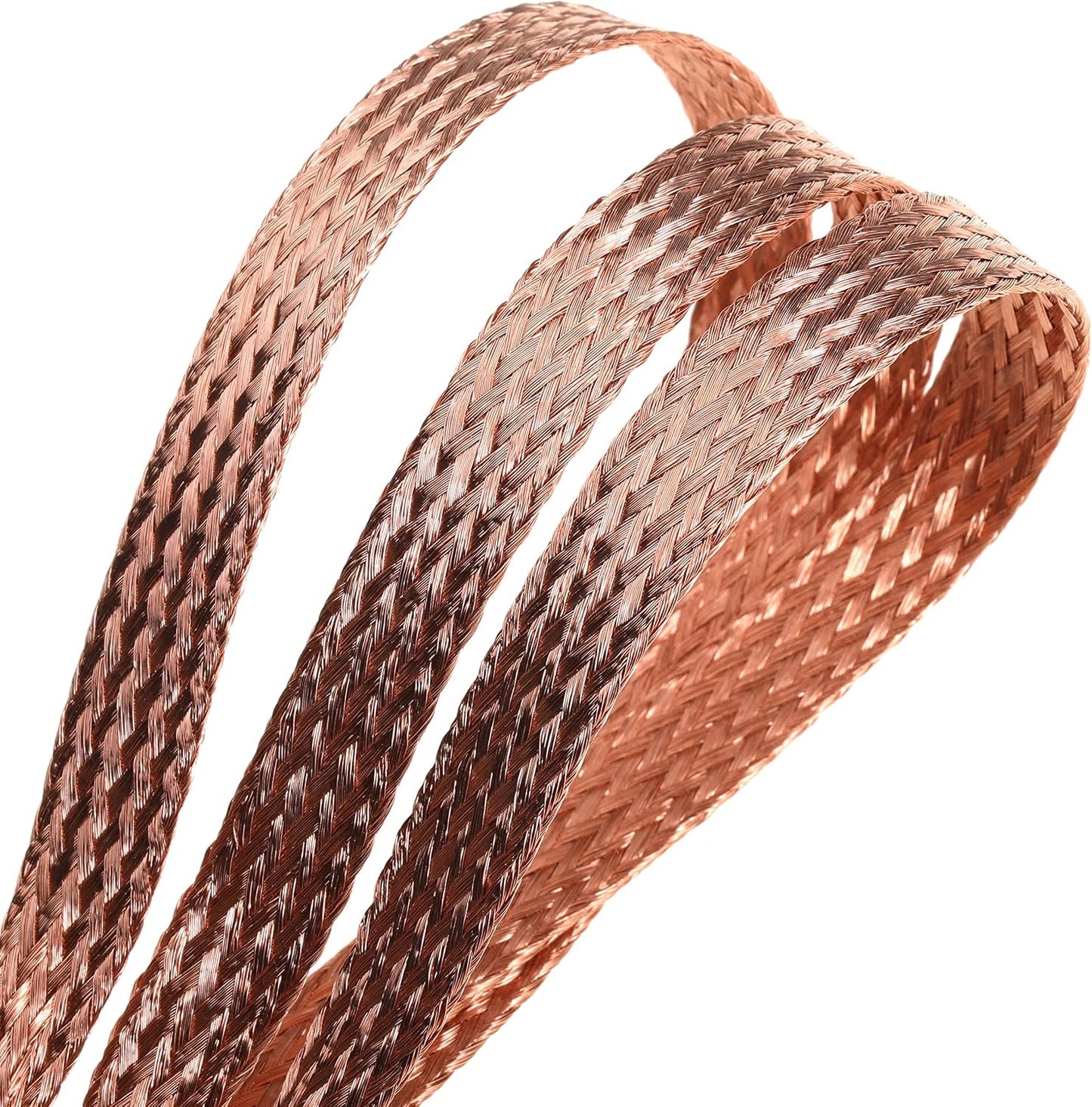 11.8-inches Braided Ground Strap Automotive Heavy Duty Copper Ground Strap with 1/4-inches Terminal Lugs 5PCS
