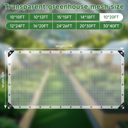 16Mil Greenhouse Cover, 14x18 FT Clear Heavy Duty Greenhouse Tarp, UV Resistant Waterproof Green House Plastic Covering with Grommets for Garden, Farms, Nursery (Cover-GRH-10X20FT)