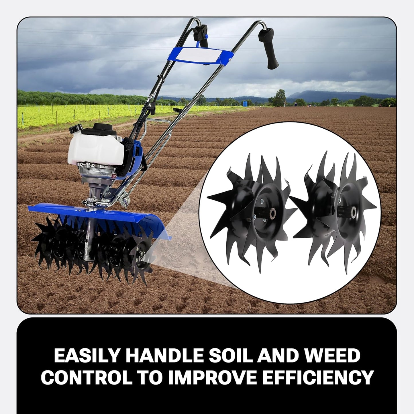 Power Tiller Tines for Mantis 1622, 7222, 7225, 7260, 7261, 7262, 7920, 7924, 7940 Cultivators, Till up to 10-Inch deep and 9-Inch Wide