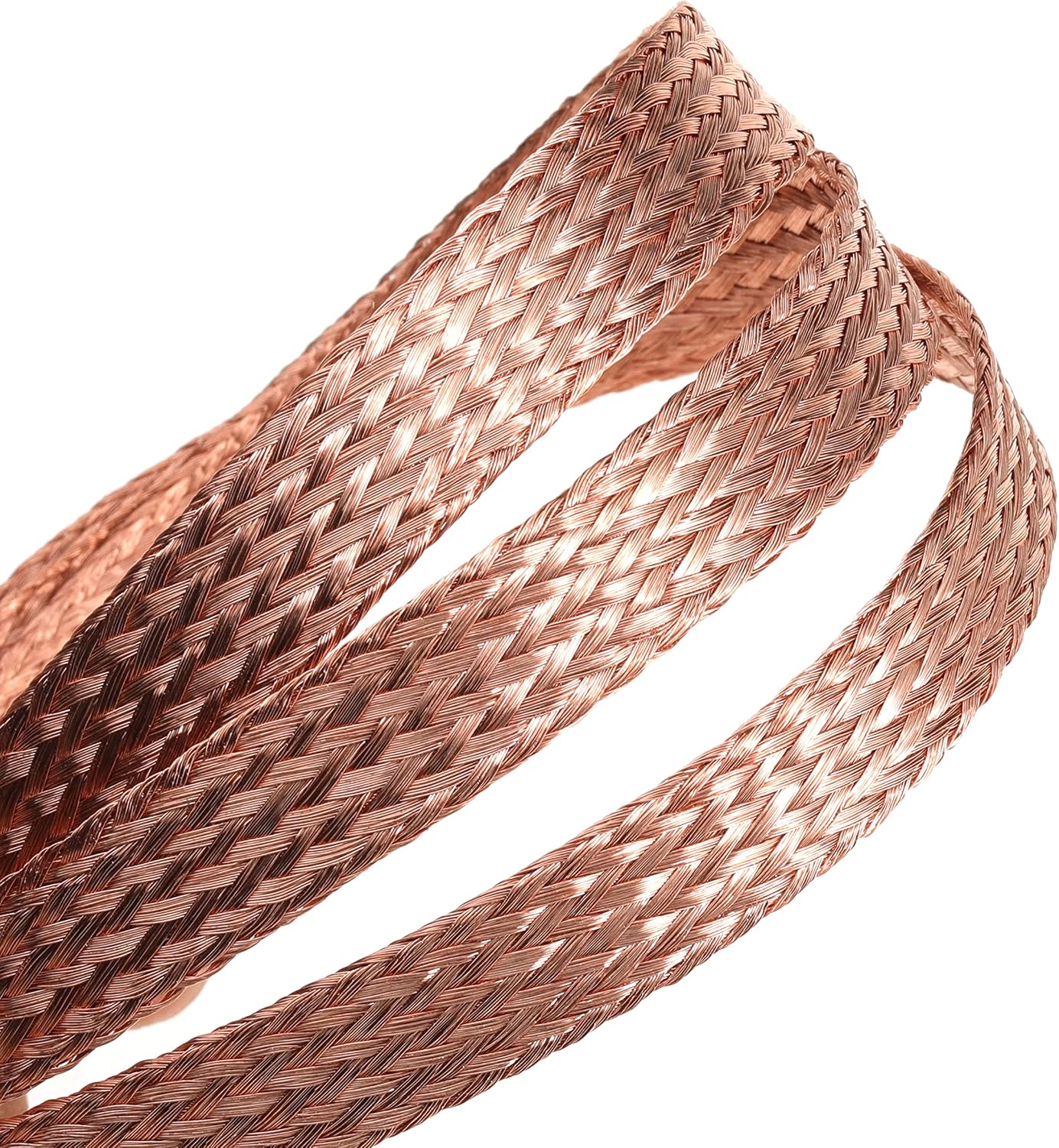 11.4'' Braided Ground Strap Automotive Tinned Copper Ground Strap with 1/4" Terminal Lugs 3pcs