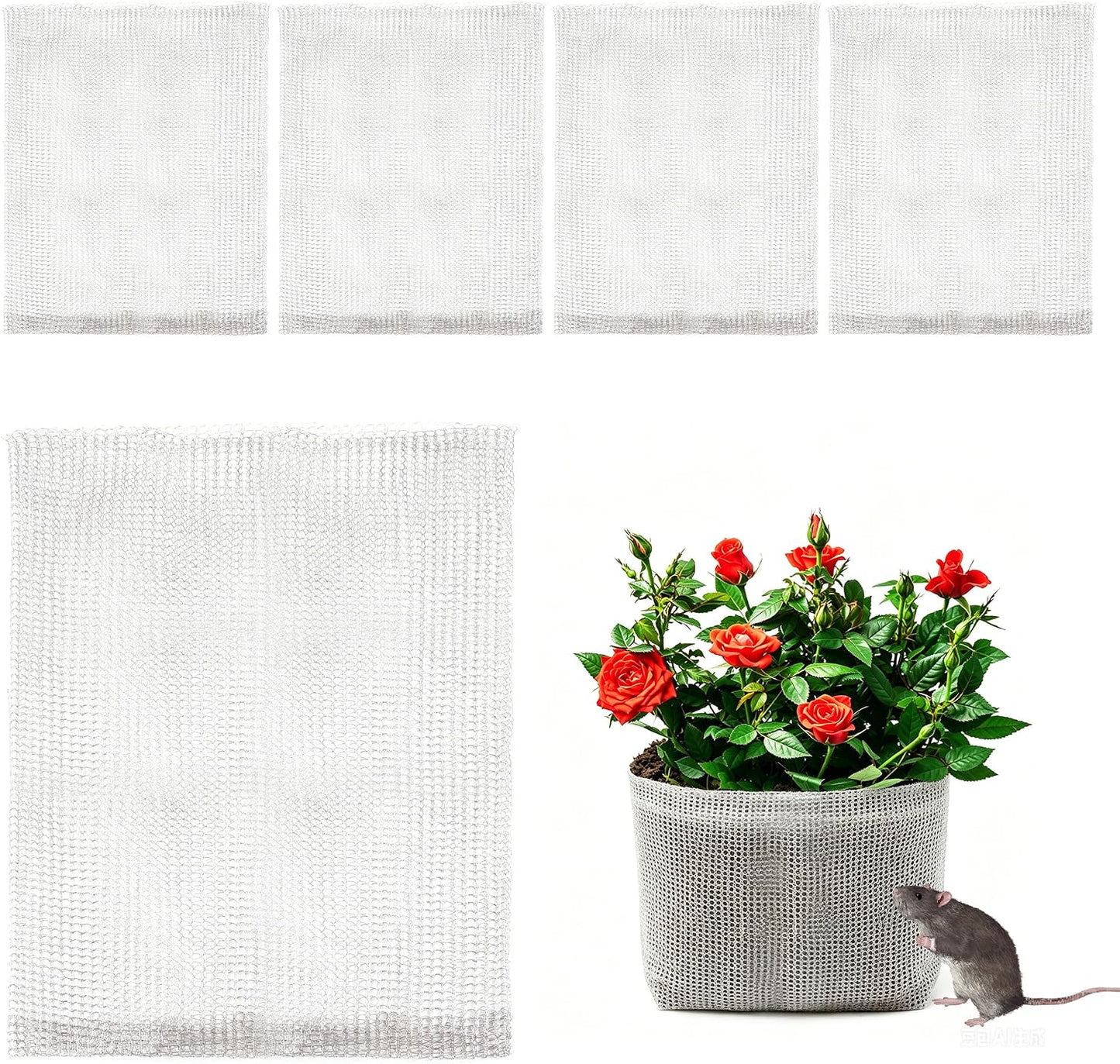 frtzal 5PCS 3Gallon Root Guard Gopher Proof Wire Baskets, Stainless Steel Gopher Mole Vole Mesh Baskets, Underground Cages for Plant Roots, Trees, Flowers, Crops, Tubers (GB-3Gal-45 * 40)