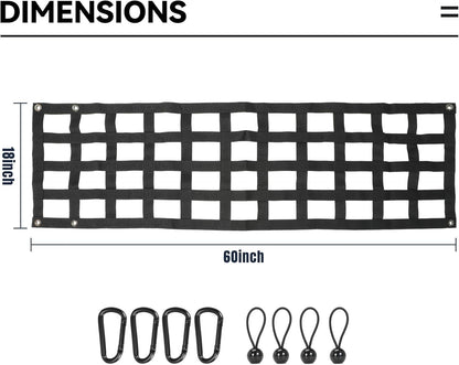 60'' x 18'' Heavy Duty Tailgate Cargo Netting for Full Size Truck for Dodge Ram
