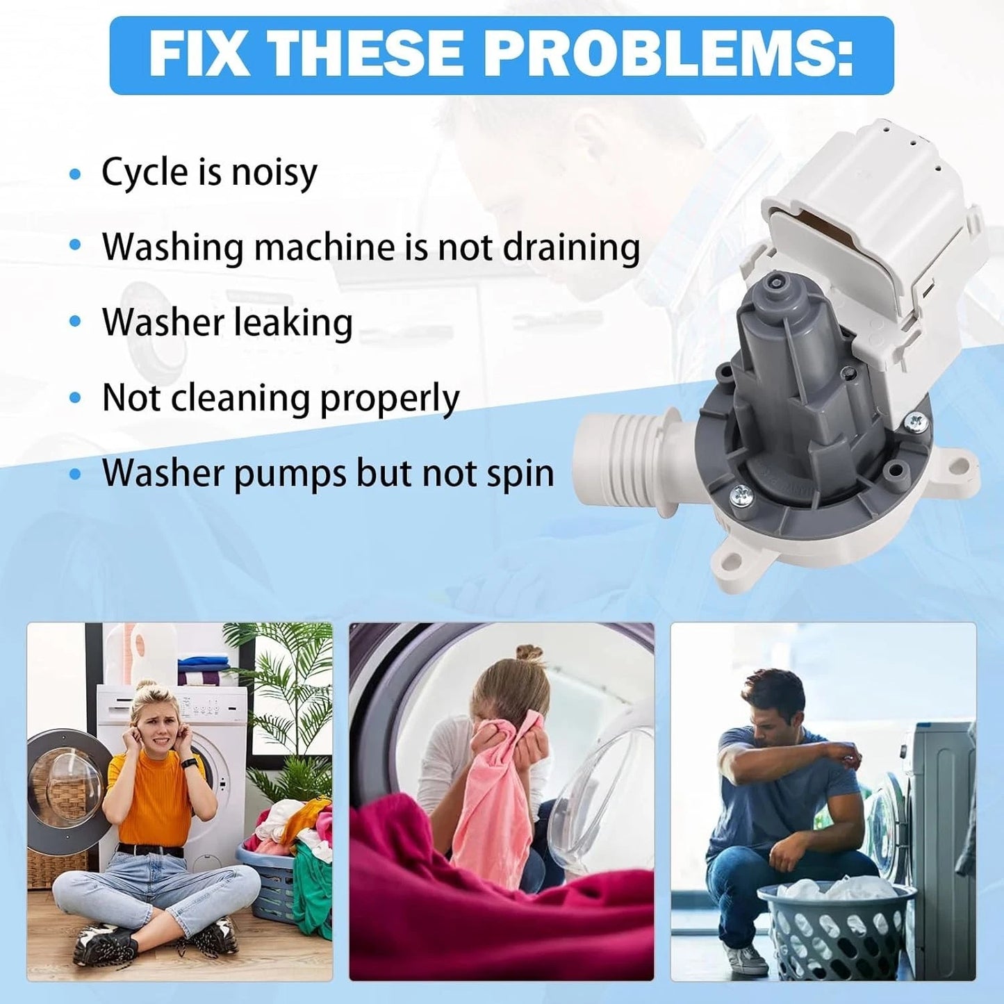 W10919003 W10775446 Washer Drain Pump For Amana Washer Drain Pump and Motor