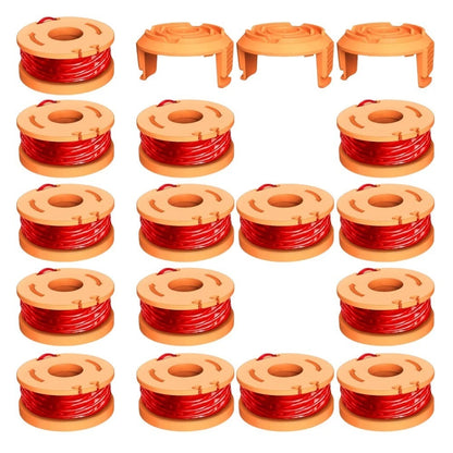 Trimmer Spools for Worx Weed Eater, 15 Trimmer Spools+3 Spool Caps, 150ft,0.065"