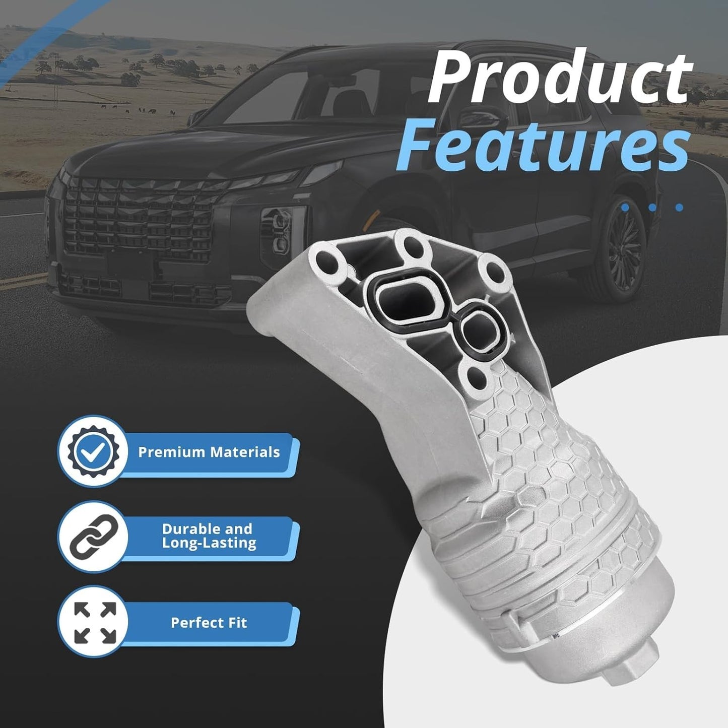 26300-3LAA0 Full Aluminum Oil Filter Housing for Kia Telluride 2020-2024