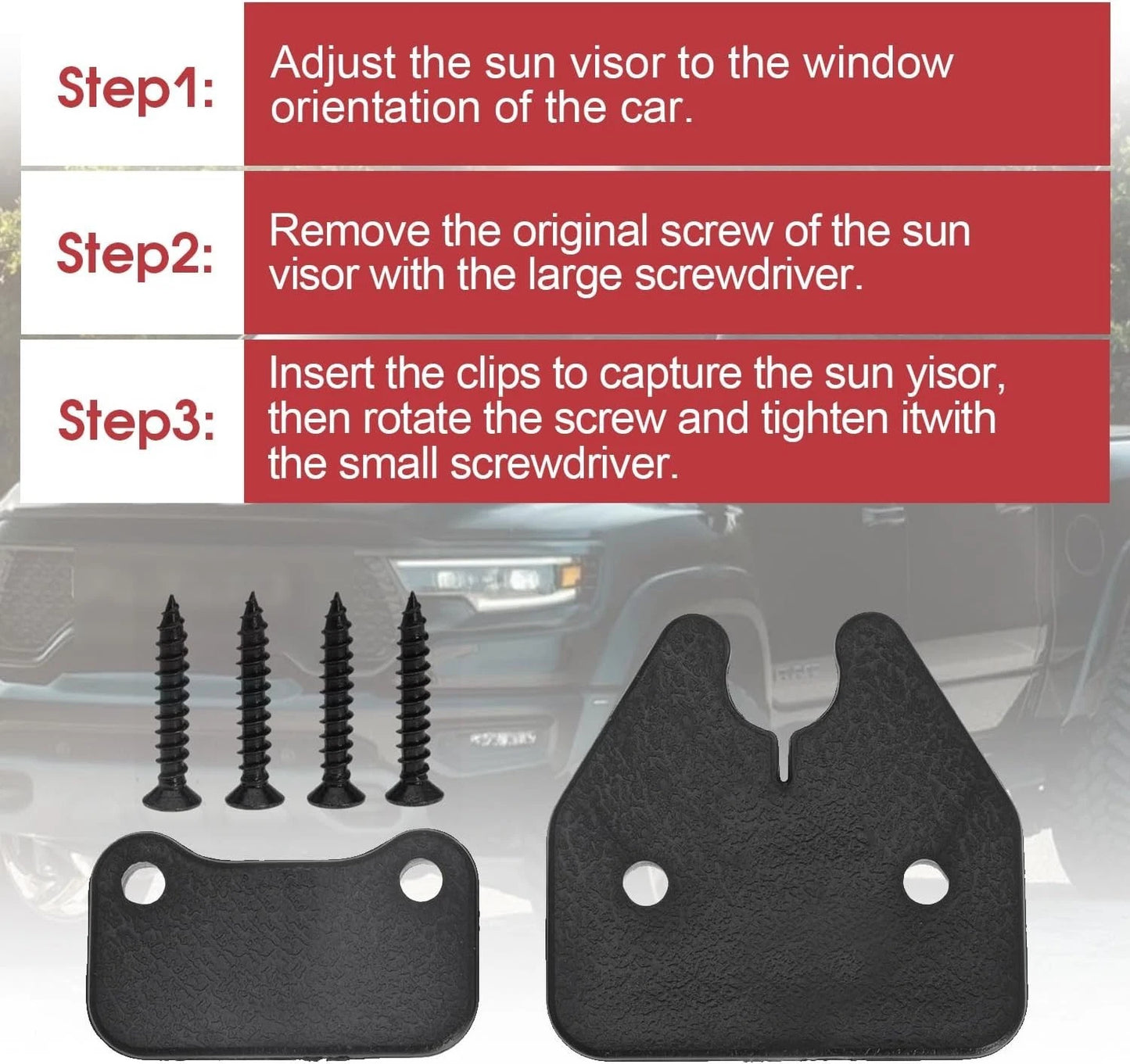 Sun Visor Clip Fix Kit for Dodge RAM 1500 Trucks 2019-2023