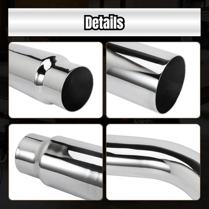 4'' Diesel Exhaust Tips 4'' Inlet 6'' Outlet, 23" Long Chrome Exhaust Pipe Elbow