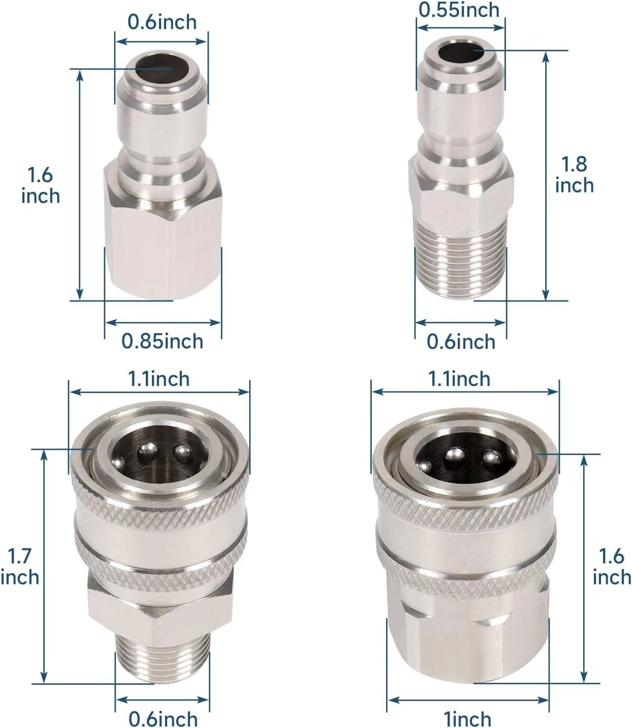 3/8 Inch Quick Connect Fittings for Pressure Washers Stainless Steel Adapter