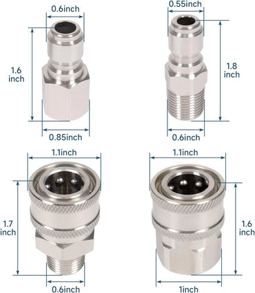 3/8 Inch Quick Connect Fittings for Pressure Washers Stainless Steel Adapter