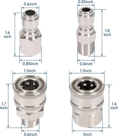 3/8 Inch Quick Connect Fittings for Pressure Washers Stainless Steel Adapter