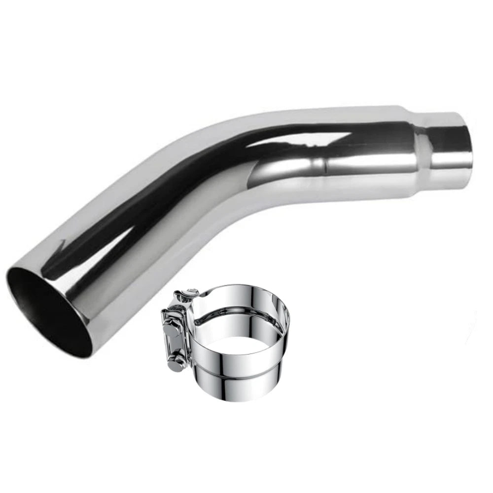 4'' Diesel Exhaust Tips 4'' Inlet 6'' Outlet, 23" Long Chrome Exhaust Pipe Elbow
