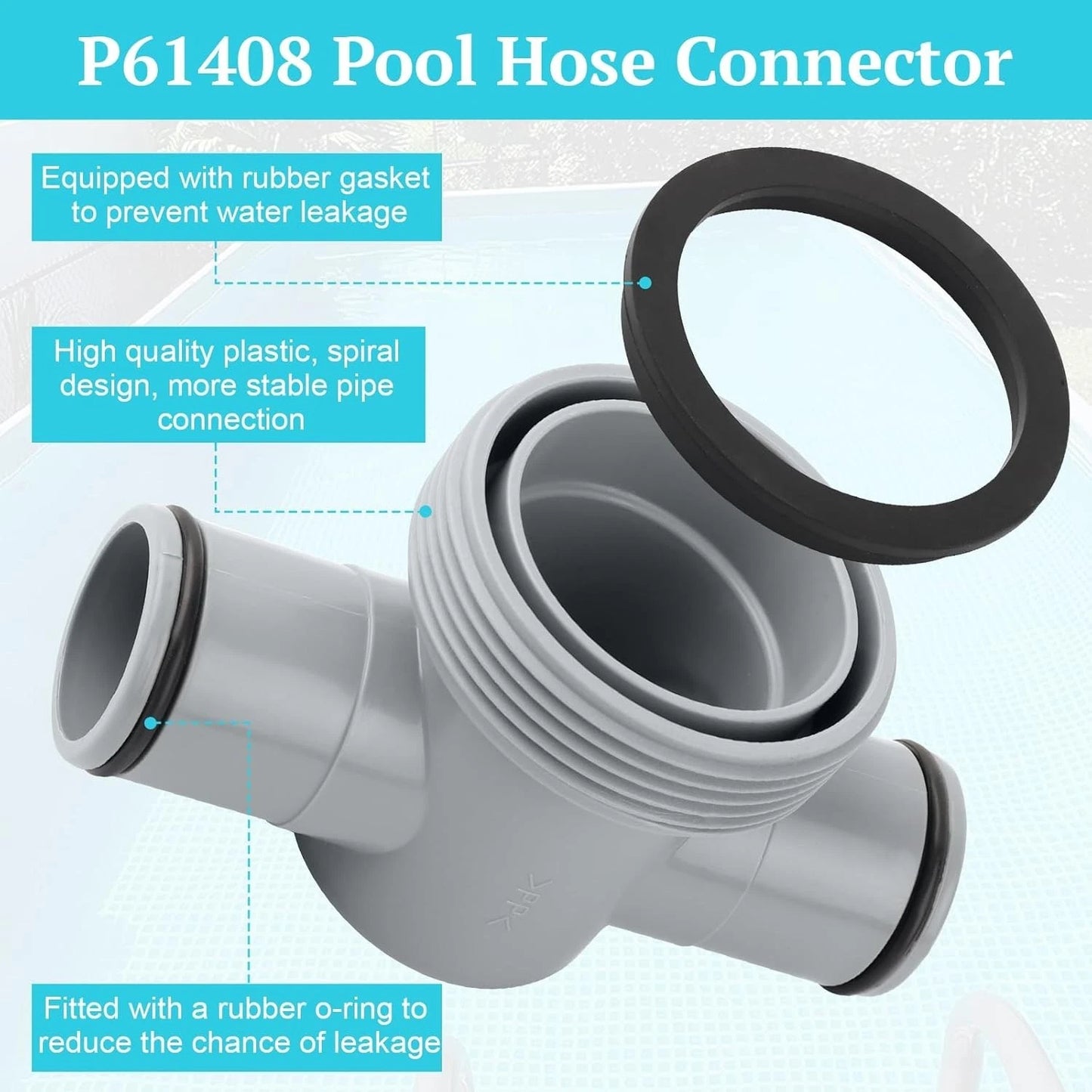 P61408 T Joint Pool Hose 1.5 to 1.25" Hose Connector for Intex Coleman Pools