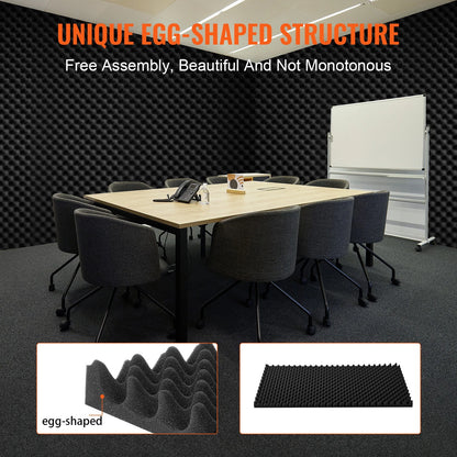 4 Pack Egg Shape Acoustic Foam Wall Panels 48"x24"x2"