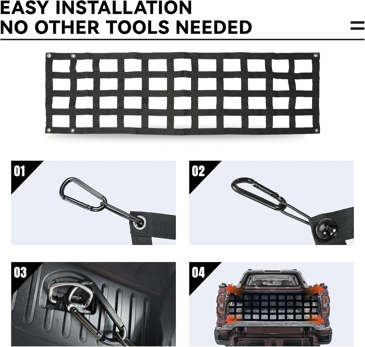 60'' x 18'' Heavy Duty Tailgate Cargo Netting for Full Size Truck for Dodge Ram
