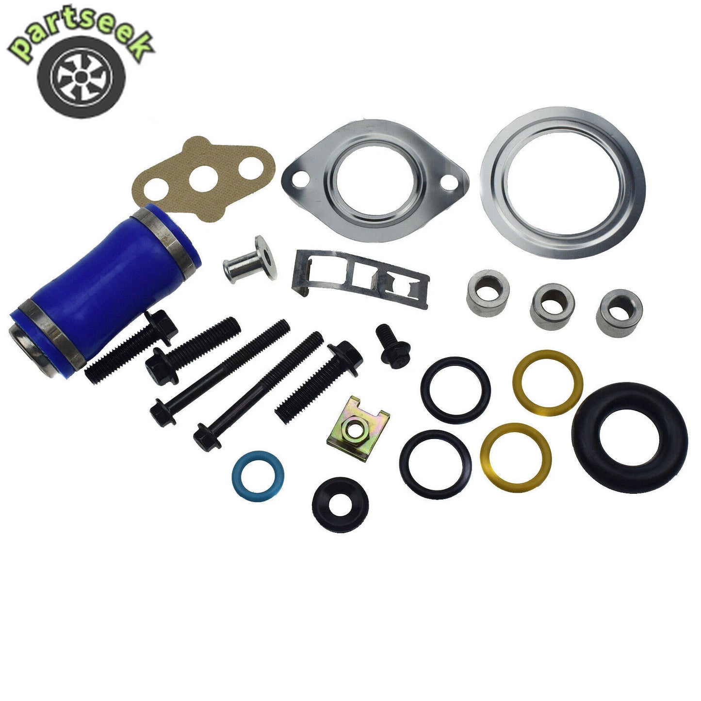 Inlet Manifold Gasket Set & Blue Hose For 03-10 Ford  Diesel 6.0L