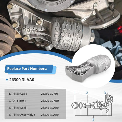 26300-3LAA0 Full Aluminum Oil Filter Housing for Kia Telluride 2020-2024