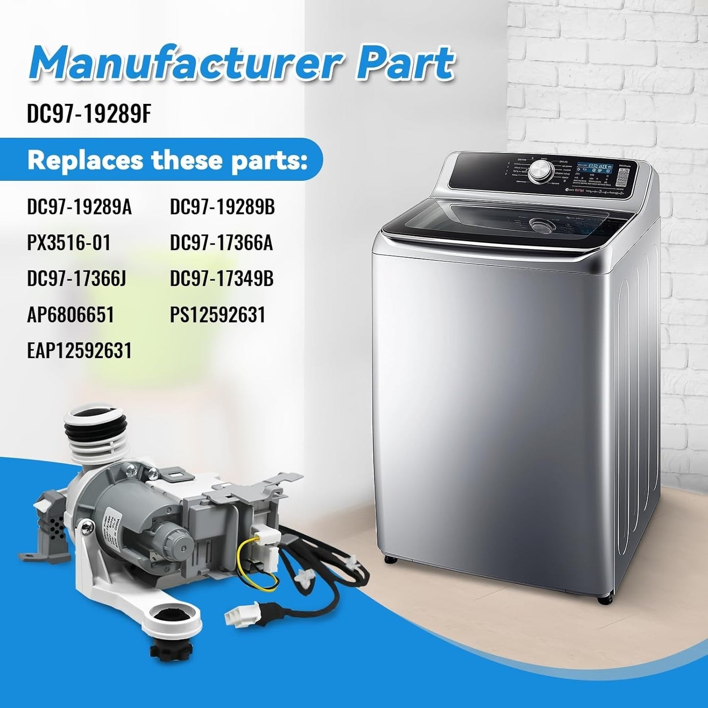 Washer Drain Pump Assembly For Samsung Washing Replaces DC97-19289F PX3516-01