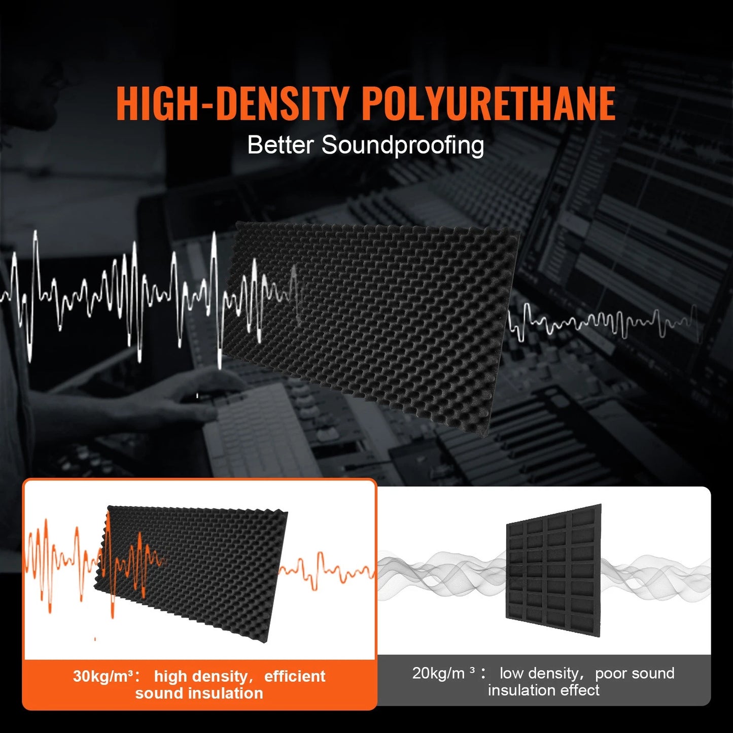 4 Pack Egg Shape Acoustic Foam Wall Panels 48"x24"x2"