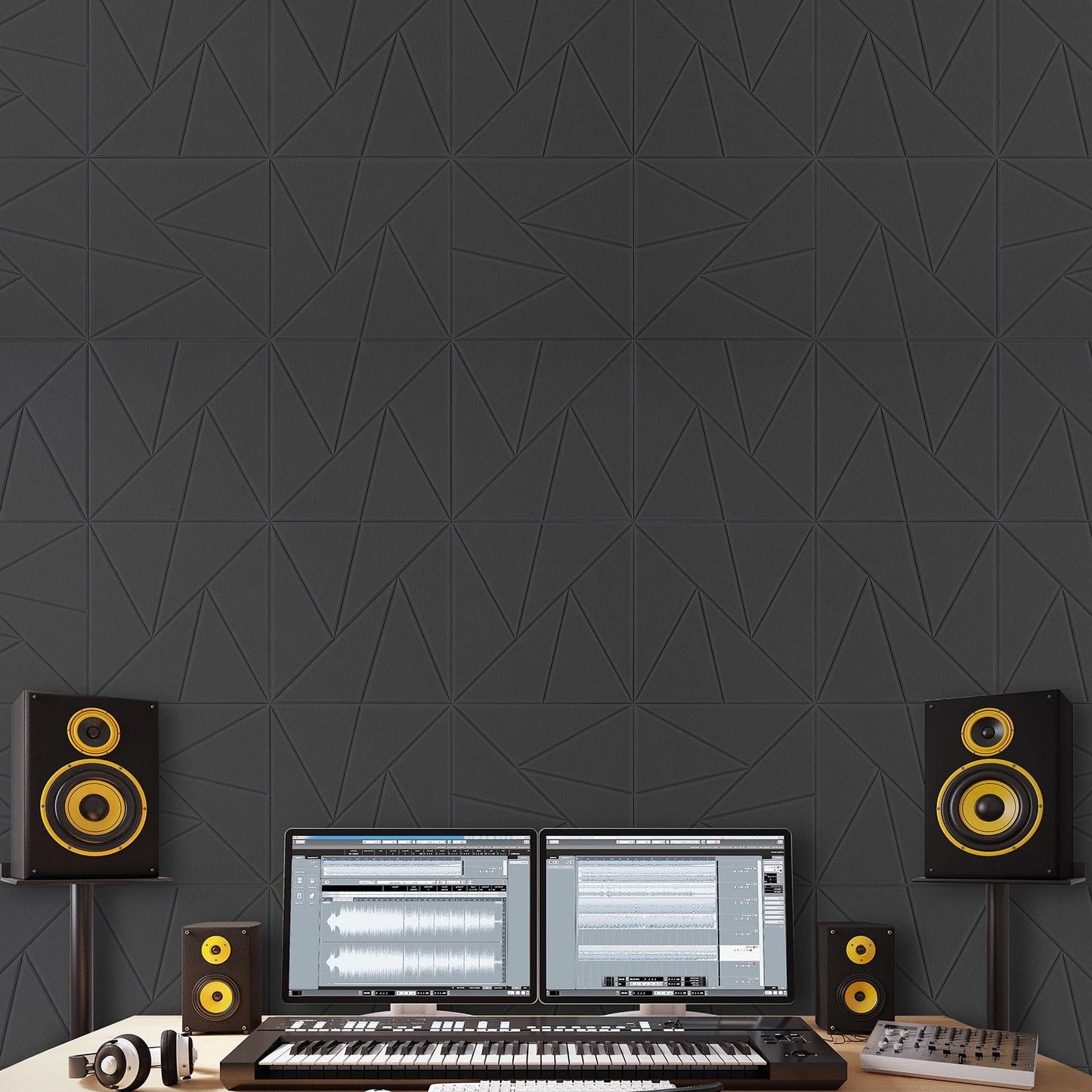 18 Pack Acoustic Wall Panels 11.8" x 11.8" Self-Adhesive Black