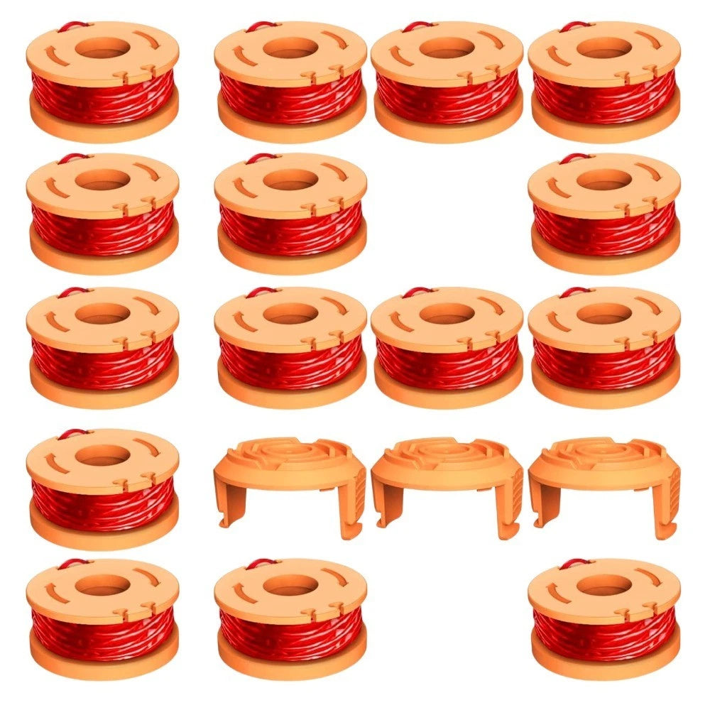 Trimmer Spools for Worx Weed Eater, 15 Trimmer Spools+3 Spool Caps, 150ft,0.065"
