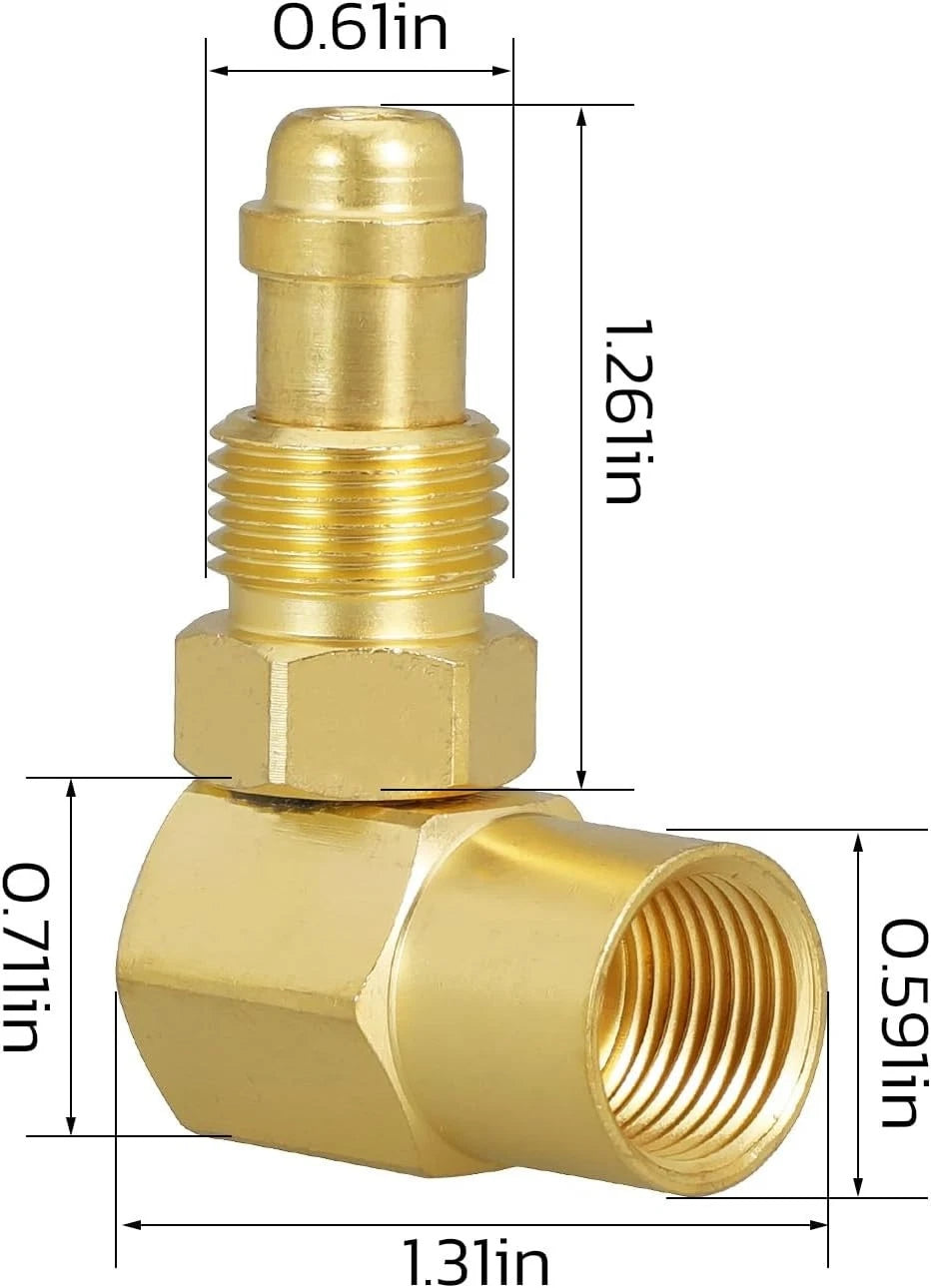 AW-407 / CGA 032 Nut/NIP 90° Elbow Inert Gas Adaptor Argon Welder Connector