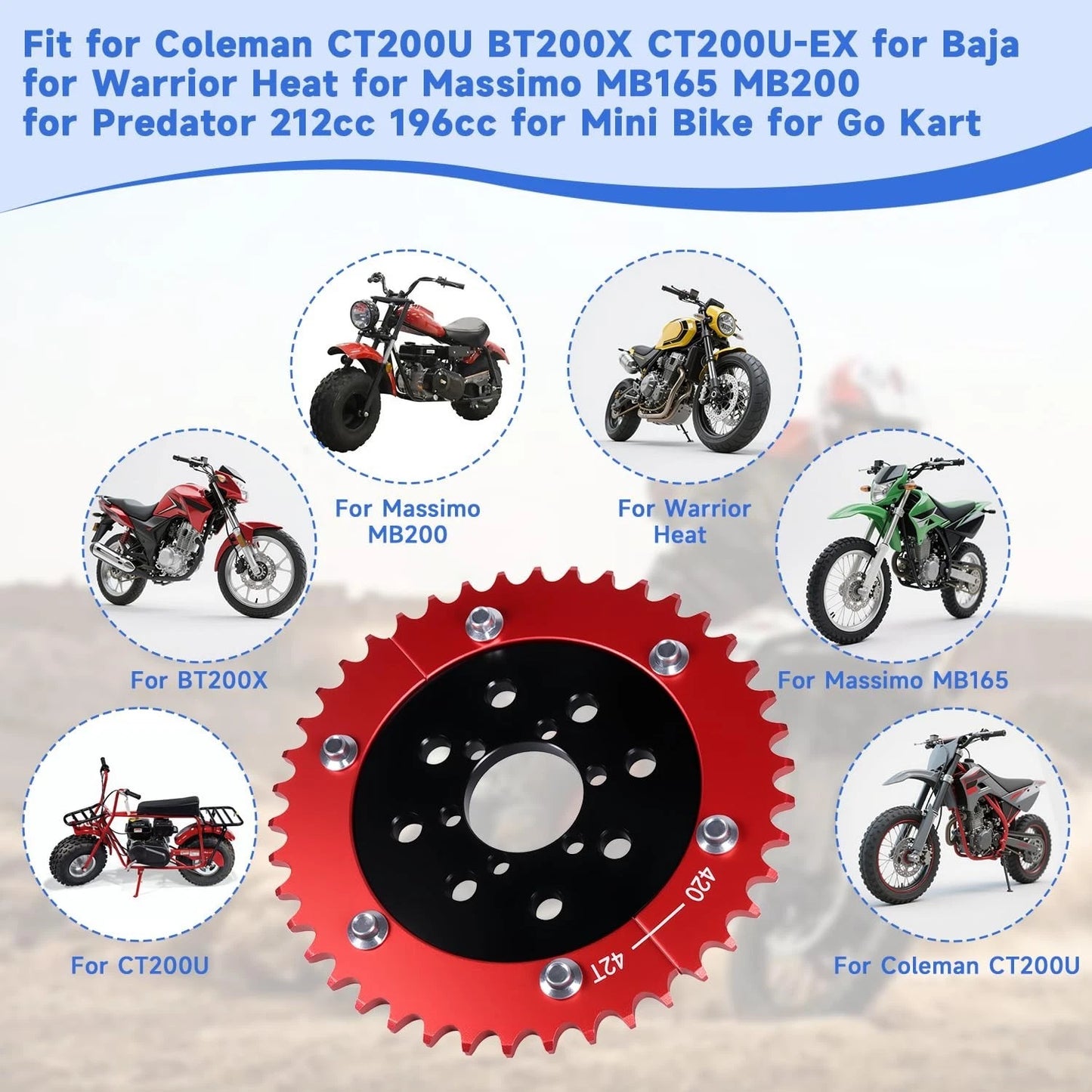 42 Tooth 420 Chain Split Sprocket for Predator 212cc 196cc for Mini Bike