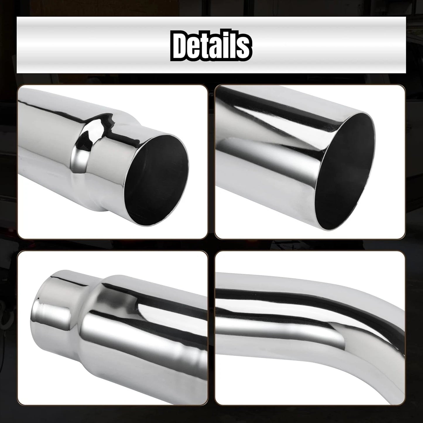 Diesel Exhaust Tips , 4" Inlet to 6" Outlet, 23" Long Chrome Exhaust Pipe Elbow