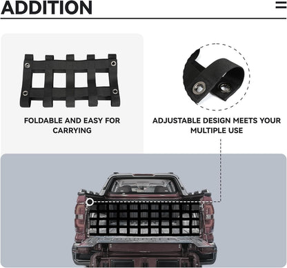 60'' x 18'' Heavy Duty Tailgate Cargo Netting for Full Size Truck for Dodge Ram
