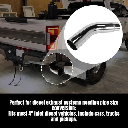 4" to 5" Diesel Exhaust Elbow, Chrome, 23" Length, For Heavy Duty Vehicles