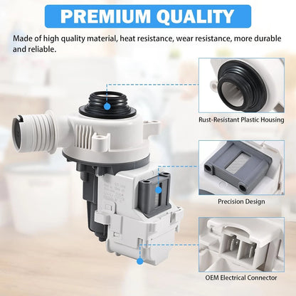 W10919003 W10775446 Washer Drain Pump For Amana Washer Drain Pump and Motor