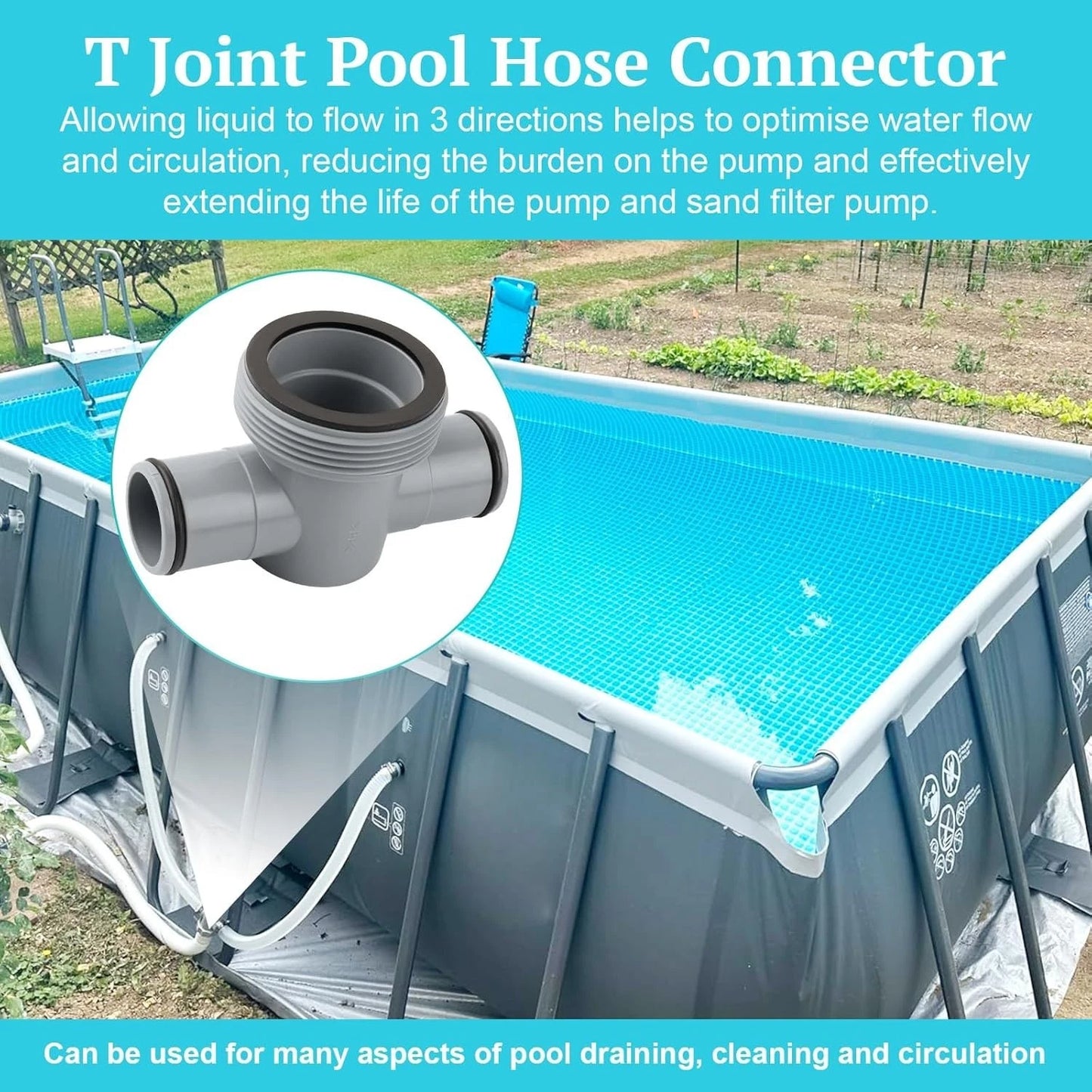 P61408 T Joint Pool Hose 1.5 to 1.25" Hose Connector for Intex Coleman Pools