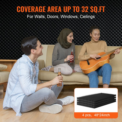 4 Pack Egg Shape Acoustic Foam Wall Panels 48"x24"x2"