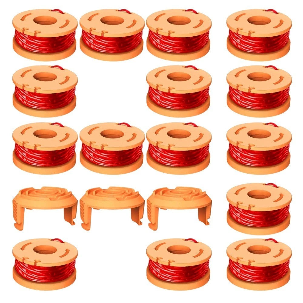 Trimmer Spools for Worx Weed Eater, 15 Trimmer Spools+3 Spool Caps, 150ft,0.065"