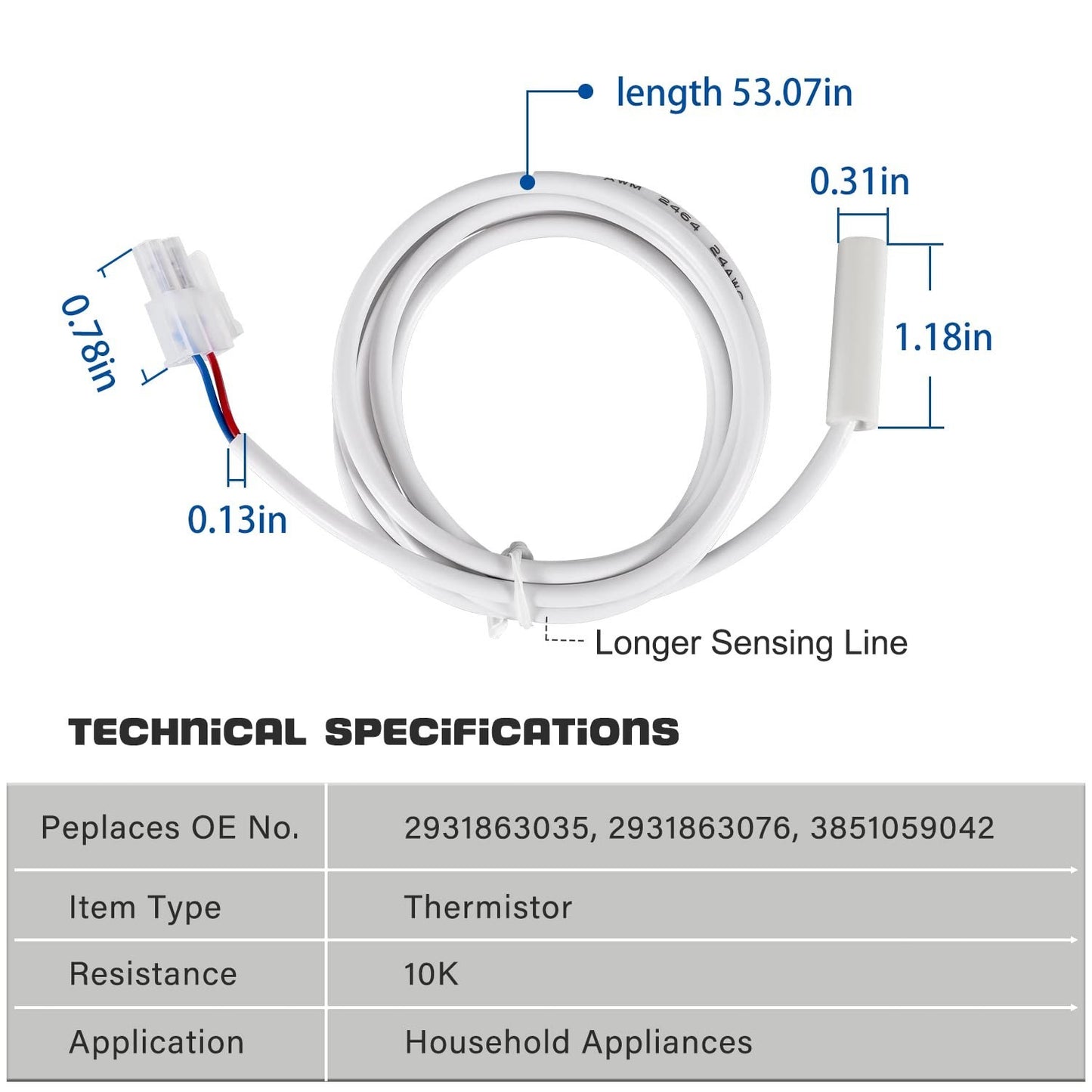Thermistor for Dometic 3851210025 -RV Refrigerator Sensor Replacement for RM1350