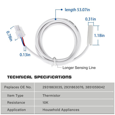Thermistor for Dometic 3851210025 -RV Refrigerator Sensor Replacement for RM1350