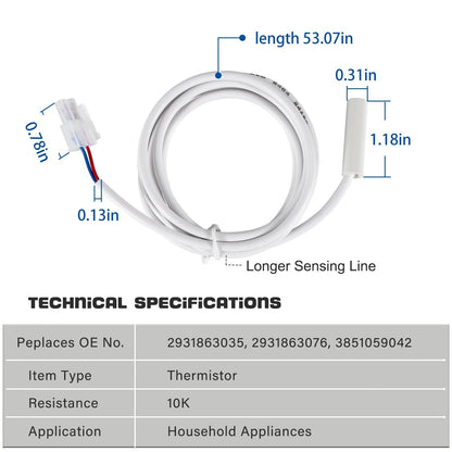 Thermistor for Dometic 3851210025 -RV Refrigerator Sensor Replacement for RM1350