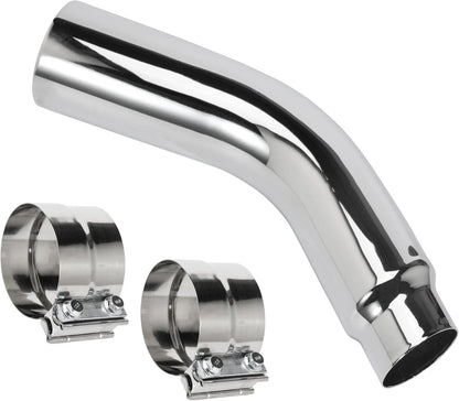 Diesel Exhaust Tips , 4" Inlet to 6" Outlet, 23" Long Chrome Exhaust Pipe Elbow