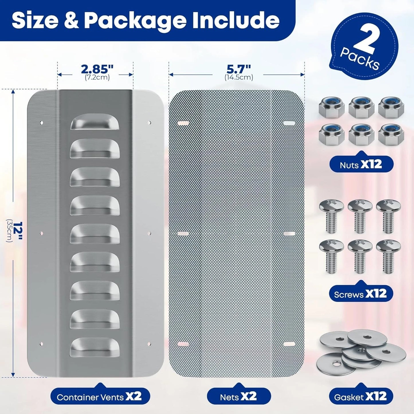 4 Pcs Container Air Vent Kit,Galvanized Steel Shipping Container Accessories