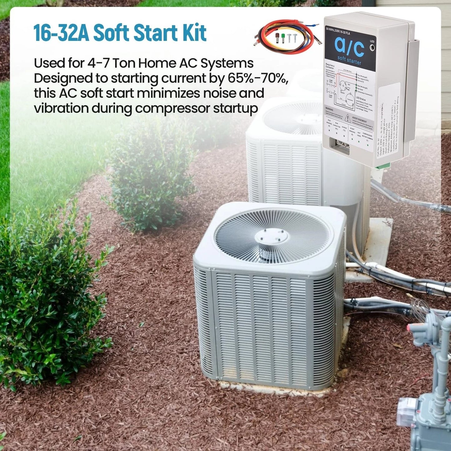 16-32A Air Conditioner Soft Start Kit for 4-7 Ton HVAC Air Conditioners for Home