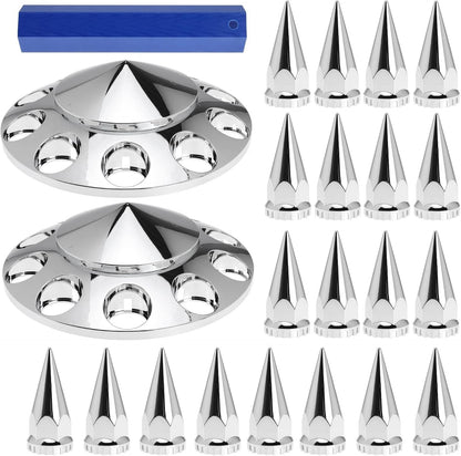 Front Axle Wheel Cover Hubcap Hub Cap For Semi For Truck 33mm Lug Nuts (Spiked)