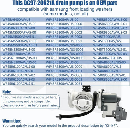DC97-20621A Drain Pump Assembly For Samsung washer Replace DC31-00187A AP6807020