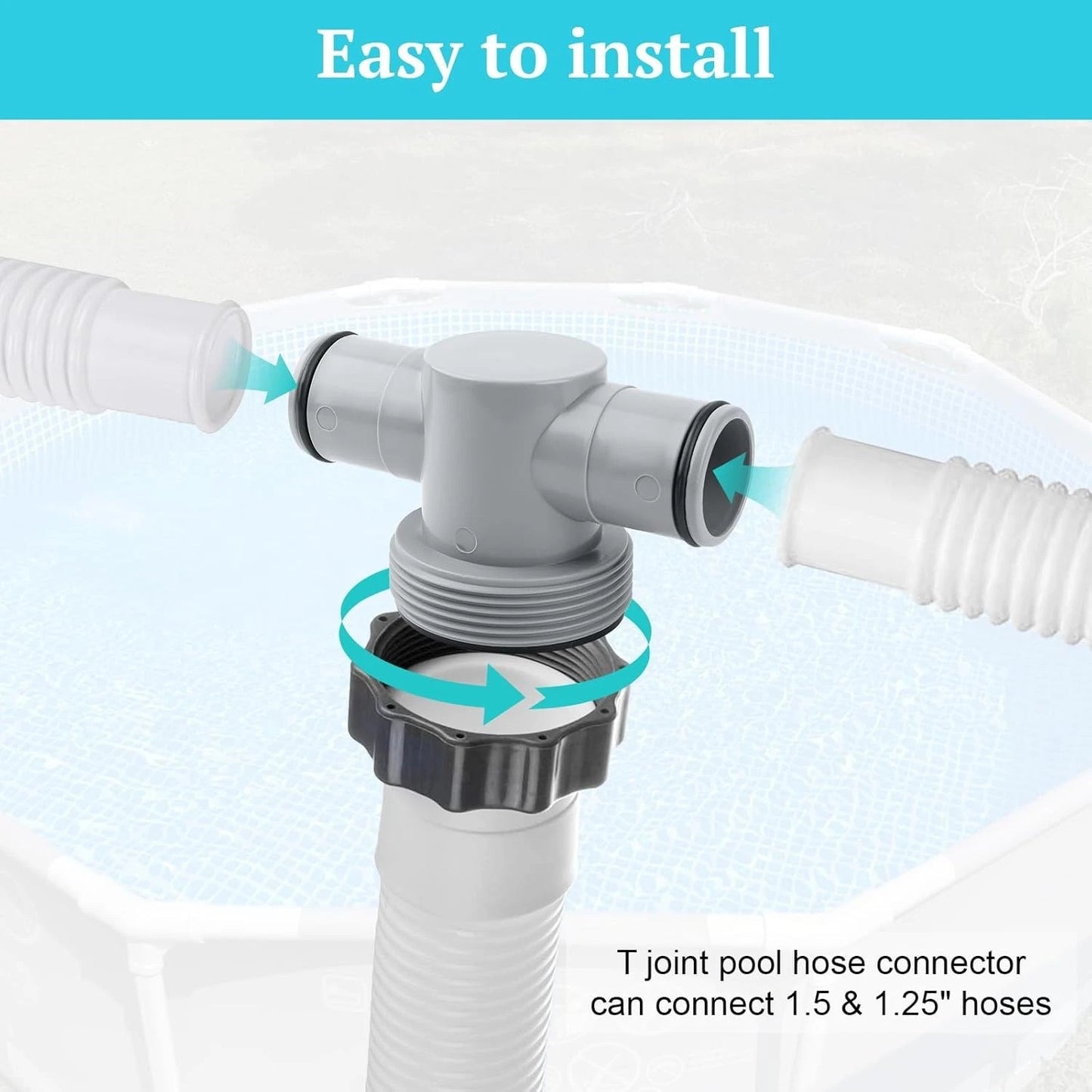 P61408 T Joint Pool Hose 1.5 to 1.25" Hose Connector for Intex Coleman Pools