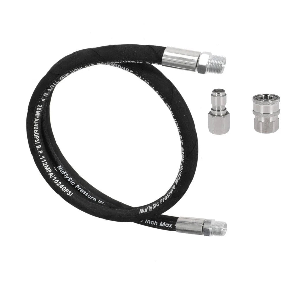 Pressure Washer Whip Hose Reel Connector 12FT, 3/8'' NPT Quick Connect Plug