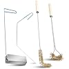 4-in-1 Fryer Cleaning Tools, L Shaped Fryer Cleaning Brush, Deep Fryer Crumb Scoop, Long Handle Deep Fryer Basket Cleaning Brush, Deep Fryer Cleanout Rod, Applies to Commercial Kitchen, Fryer, Drain