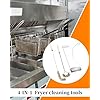 4-in-1 Fryer Cleaning Tools, L Shaped Fryer Cleaning Brush, Deep Fryer Crumb Scoop, Long Handle Deep Fryer Basket Cleaning Brush, Deep Fryer Cleanout Rod, Applies to Commercial Kitchen, Fryer, Drain